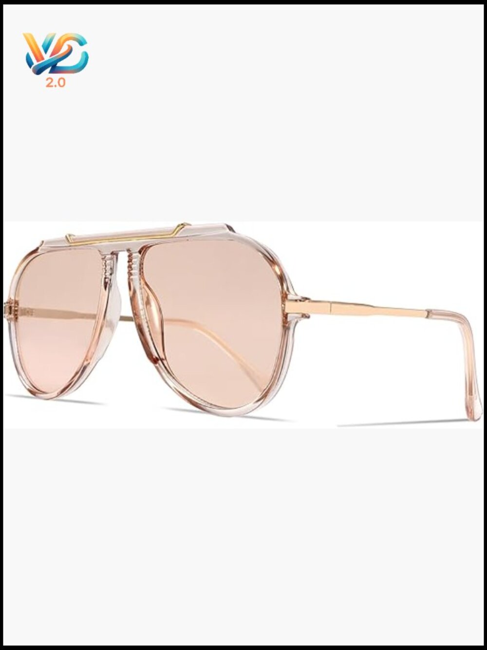 Oversized Aviator Sunglasses Retro Gold Metal Square 70s Tangle Free UV400